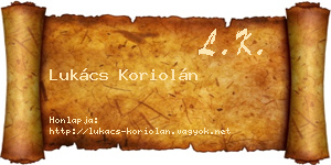 Lukács Koriolán névjegykártya