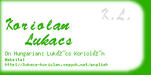 koriolan lukacs business card